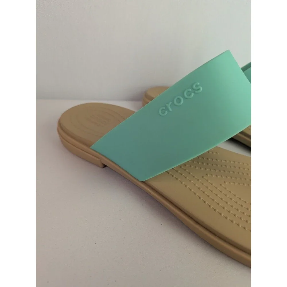 Crocs Tulum Flip Sandals Women’s Size 11 Jade Stone Bright Blue Thong Flop Shoes